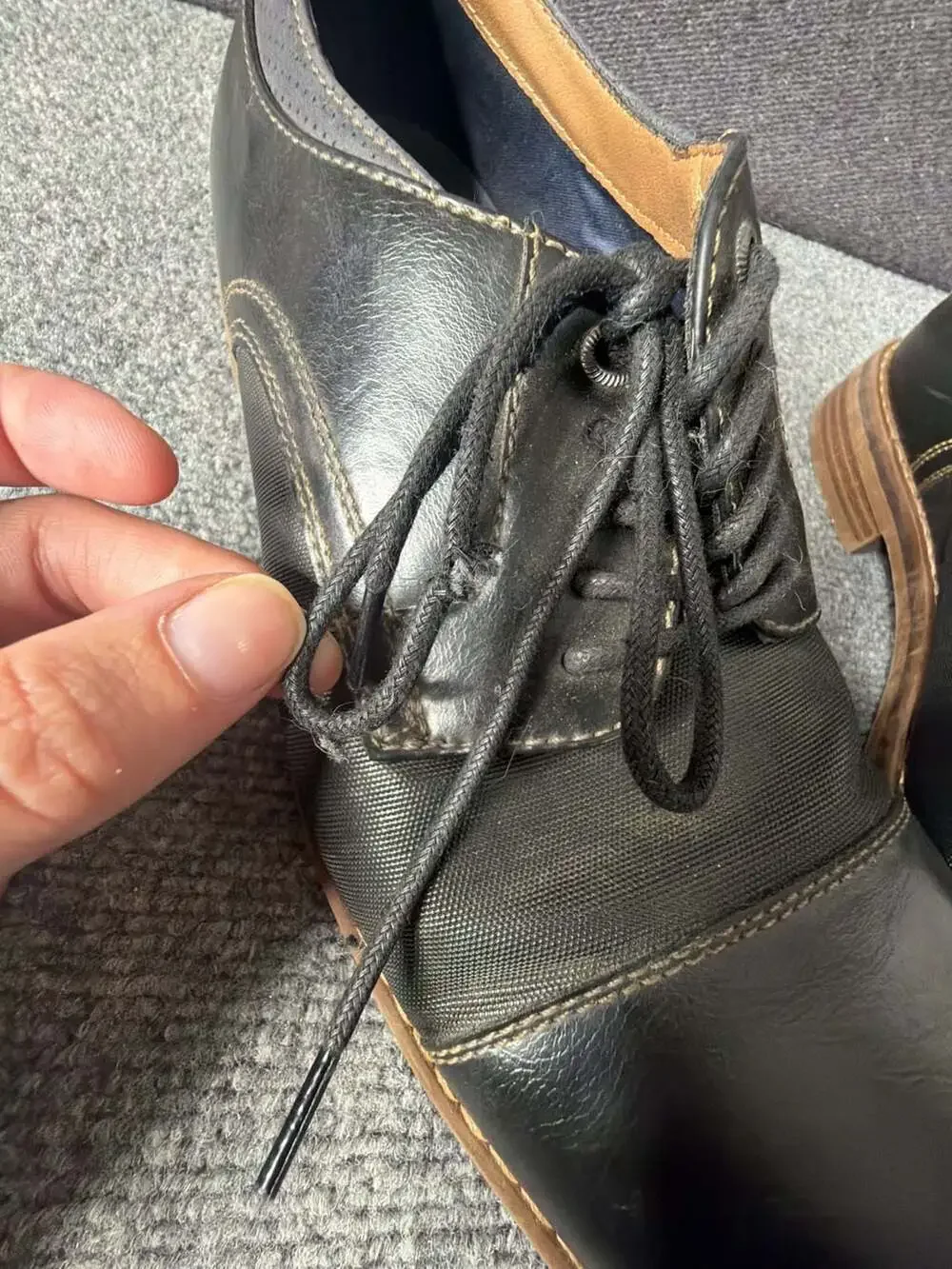 Chaps Men's Black Leather Lace-Up Cap Toe Oxford Dress Shoes